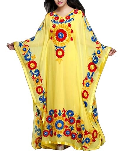 Full embroidery kaftan with matching stone
